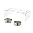 thumbnail image 3 of THE LICKER STORE Keaton 5" Small/Medium Modern Acrylic Rectangular Elevated Pet Feeder with 20oz 2-Stainless Steel Bowls, Clear/Chrome, DBL2000A, 3 of 5