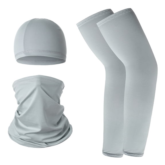 Summer Neck Gaiter Face Mask Set for Men Women UV Protection Cooling Breathable Head Scarf Face Mask Combo for Motorcycle Running Hiking Sun Protection 100% Polyester,Gray