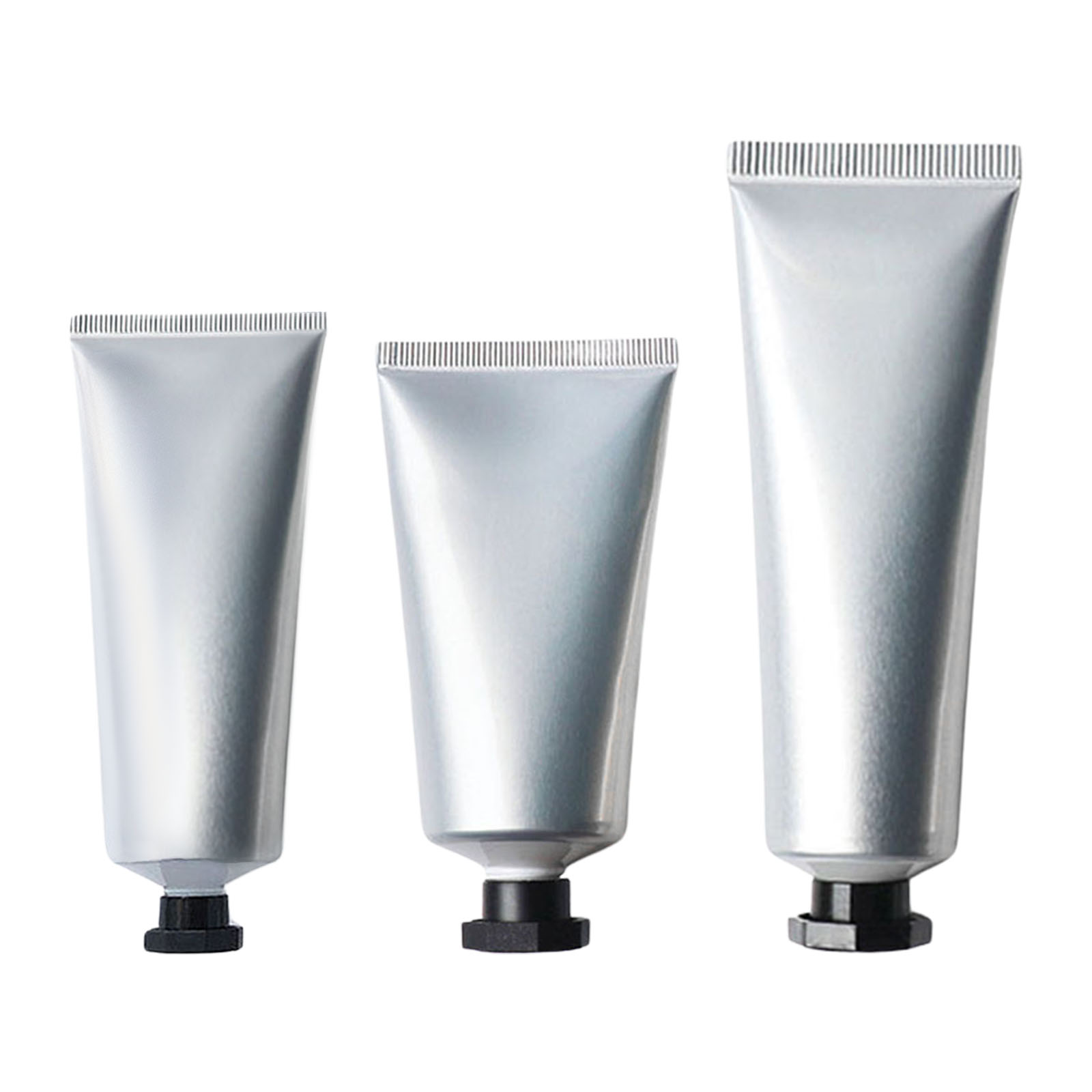 Aspire 4 Pack 3.4 oz/100 ml Silver Aluminum Cosmetic Soft Tubes with Twist Cap Cream Packaging