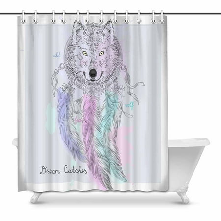 Pop Dream Wolf In Graphic Style Water Soap Shower Curtain 60x72