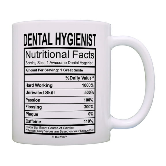ThisWear Dental Gifts Dental Hygienists Nutritional Facts 1 Awesome Dental Hygienist Coffee Mug