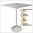thumbnail image 6 of LeisureMod Verve Collection Modern Bar Height Table White Base with 36" Square Marbleized White Laminated  Top, 6 of 10