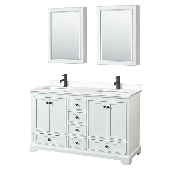 Wyndham Collection Wcs202060d-Vca-Med Deborah 60" Free Standing Double Basin Vanity Set -