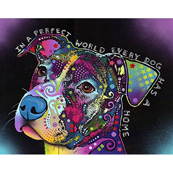 Picture Peddler dans un Monde Parfait Pitbull Impression d'Art par Dean Russo, Taille de l'Image : 11x14, Taille Totale : 13x16