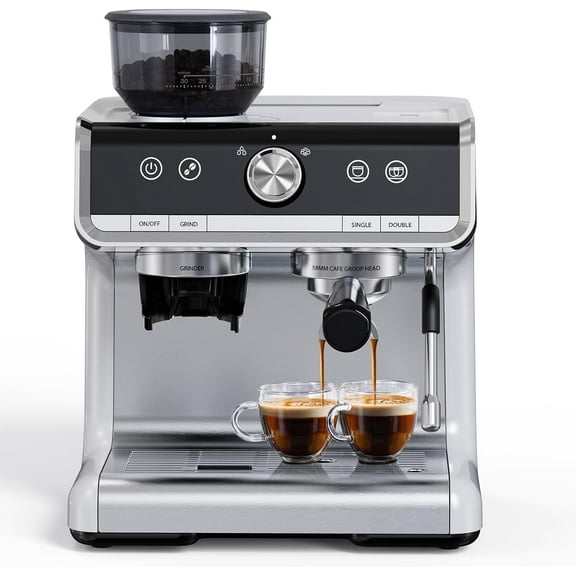 BENESKY 20 Bar Espresso Machine, Semi-Automatic Espresso Maker with Bean Grinder and Milk Frother Steam Wand, Home Barista Coffee Machine for Macchiatos/Cappuccino/Latte
