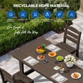 thumbnail image 3 of KINGYES 6 Piece Patio Dining Set, HDPE Outdoor Table and Chairs with Bench, Dark Brown, 3 of 12
