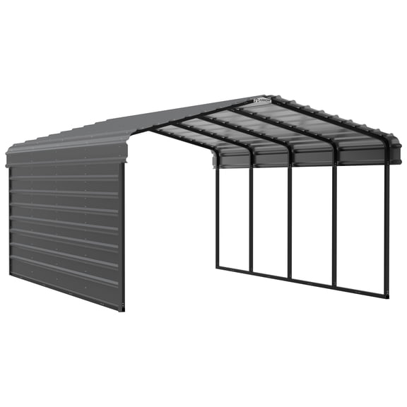 Arrow 12 x 20 x 7 ft Charcoal Carport With 1 Side Wall Kit