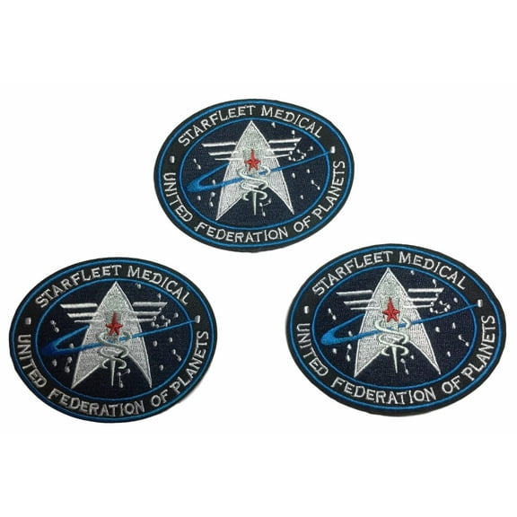 Star Trek Starfleet Medical UFP Embroidered Iron On Patch Set of 3 Patches
