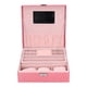 thumbnail image 1 of Caja de joyería de cuero artificial rosa reloj joyería embalaje contenedor titular para niñas, 1 of 8