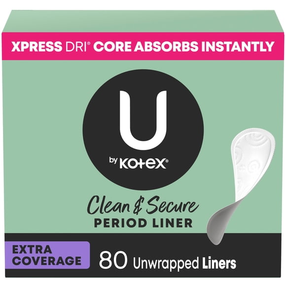 Protectores diarios U by Kotex Clean Secure de absorción ligera, 80 unidades