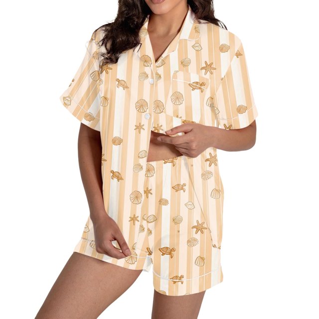Conjunto de dos piezas para mujer con manga corta y cuello en V: pantalones cortos - Poliéster, transpirable, dos bolsillos grandes - Ropa informal/deportiva para correr/yoga/ocio