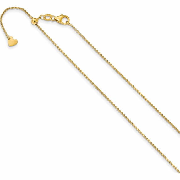 14K Yellow Gold Jbsp's Adjustable 1.1mm Round Cable Chain (22 X 1.1) Made In Italy 1287-22