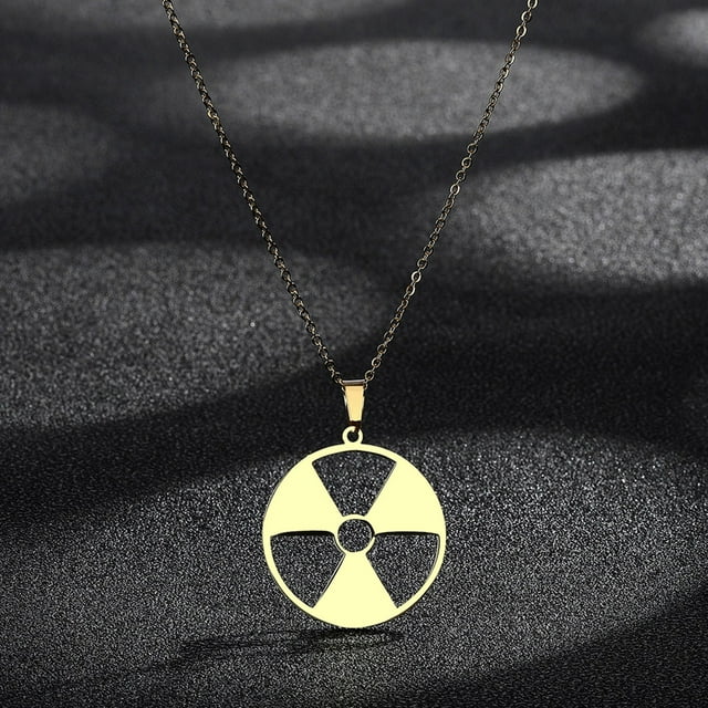 Collar con Percha Radioactiva, Collar con Colgante Radioactivo, Acero Inoxidable, Percha de Seguridad, Collar Estilo Gótico, Collar para Rock, Collar de Acero Inoxidable, Collar con Percha,