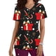 thumbnail image 1 of Fiudx Ofertas Del Día Blusa de Manga Corta con Cuello En V para Mujer, Uniforme con Bolsillos Estampados Navideños, Blusa de Enfermería, 1 of 5