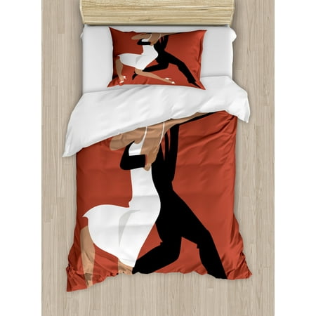 Spanish Duvet Cover Set Twin Size Latin Couple Performing Tango