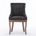 thumbnail image 3 of Dining Chair Set of 2, Thickened Fabric Dining Room Chairs with Solid Wood Legs, Bronze Nail Head, Black, 3 of 8