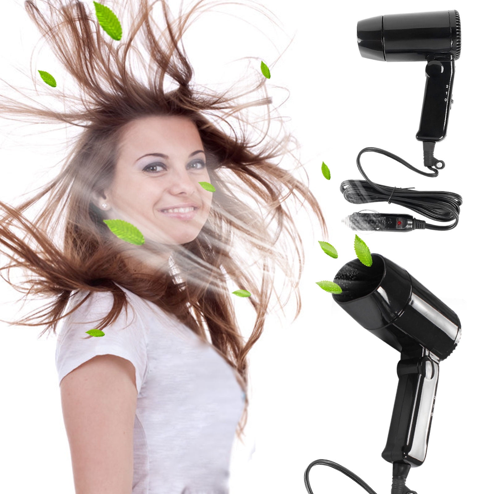 Car Hair Dryer, High Power 12V Handheld Blower, Foldable Portable RV Travel Dryer for Wet Hair Quick Dry Low Noise