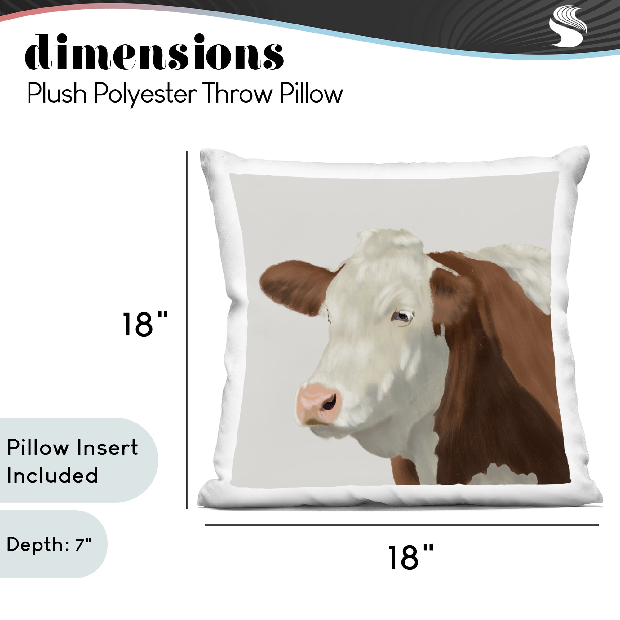 Stupell Industries Farm Friend Cow Portrait Decorative Printed Throw Pillow, design by Marcus Prime