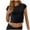 Black, variant on JIUKE Going out Tops for Women Short Sleeve Crop T-Shirts Crew Neck Seamless Stretchy Solid Basic Clothes