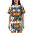 thumbnail image 1 of Disketp Fleurs de Printemps Papillon pour Ensemble de Pyjama 2 Pcs pour Femmes Manches Courtes Col Rond Pjs-3TG, 1 of 6
