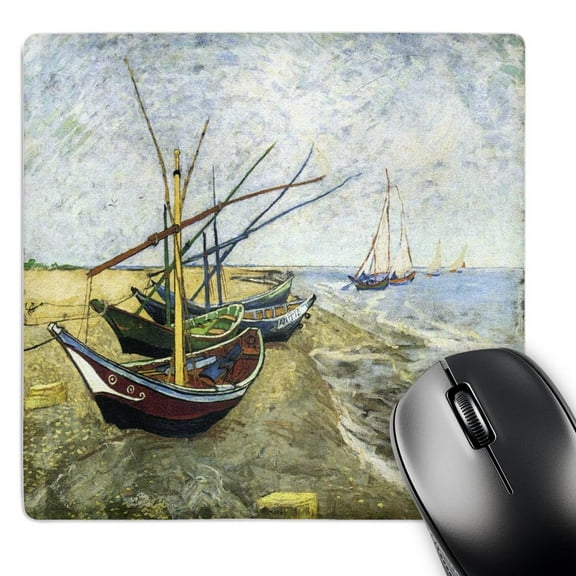 3dRose, Van Gogh Painting Fishing Boats On The Beach, MousePad