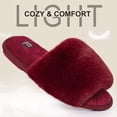 thumbnail image 4 of LongBay Women's Fuzzy Faux Fur Memory Foam Cozy Flat Spa Slide Slippers Comfy Open Toe Slip On House Shoes Sandals, 4 of 6