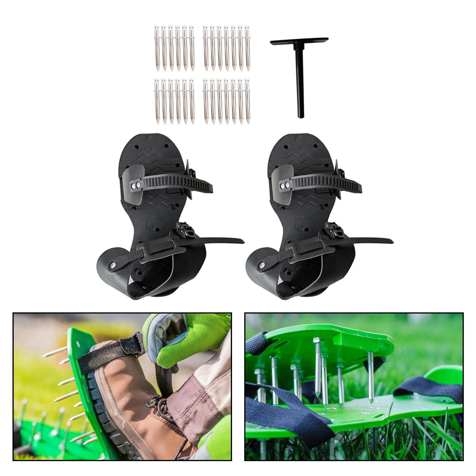 Fzaqwen 2Pcs Lawn Aerator Shoes Soil Aeration with Adjustable Straps Lawn Tool Gardening