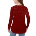 thumbnail image 6 of Fengqque Girls's Long Sleeved Round Neck Waist-cinching Curved Hem Glitter Side Slit Top 3-12 Years Old Wine 11 Years, 6 of 7