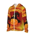 thumbnail image 2 of Daiia Halloween Pumpkin UPF 50+ Sun Protection Hoodie Jacket Lightweight Long Sleeve Sun Shirt for Women Men with Pocket Hiking Outdoor-Small, 2 of 9