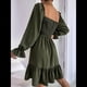 thumbnail image 5 of Vestido Mini de Fiesta Fluido con Escote Cuadrado, Larga, Volantes y Farol para Mujer Verde XXL, 5 of 10