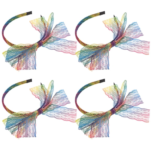 LOLIPPYY 4Pcs Neon Lace Bowknot Headband with Comfortable Fit Large Bow Hair Accessory
