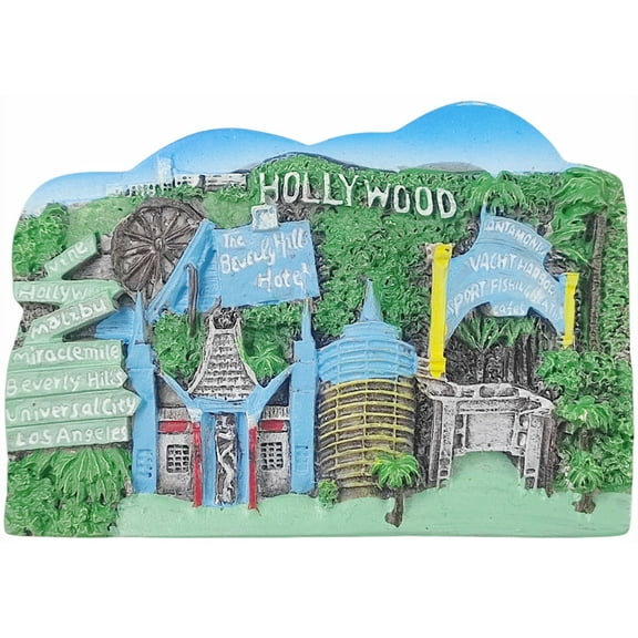 Hollywood USA 3D Fridge Magnet Souvenir Gift,Resin Handmade Hollywood Refrigerator Magnet Home Decoration Collection