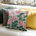 thumbnail image 3 of BANET Pink Flower Embroidered Throw Pillow Covers, Decorative Pillowcase, Square Covers, Lumbar Pillow for Home Decor Art 18x18in, 3 of 5