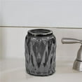 thumbnail image 5 of nu steel Glacier Smoke Collection Glass with Black Finish Metal Trim Tumbler Cup for Bathroom Vanity Countertops for Rinsing, Drinking, Storing Accessories and Organizing Makeup Brush, Liners - Smoke, 5 of 7