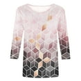 thumbnail image 4 of HomeGardon Womens Blouses Shirts Summer Clearance! Womens 3/4 Sleeve Crew Neck T Shirts Summer Casual Tops Basic Tees Women's Tops Trendy Tshirt 2024 Ladies Shirt Print Soft Daily Blouse Loose Tunic, 4 of 5