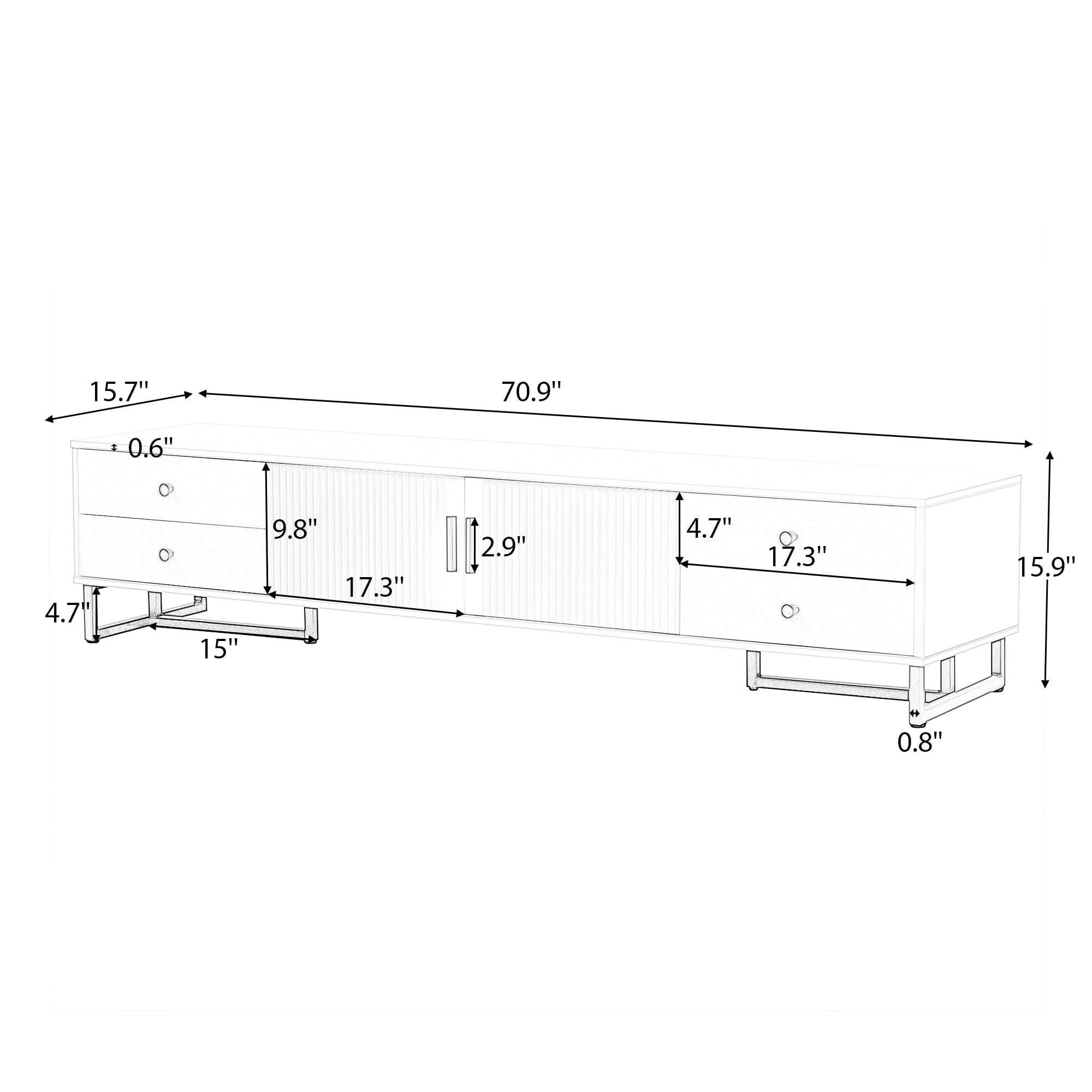 Aukfa 70 inch TV Stand for 65" 75" TV, Entertainment Center with Storage for Living Room, Black