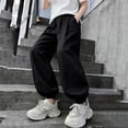 thumbnail image 6 of DJDLJWCJ Big Girls Cargo Pants Straight Leg Multi-pocket School Uniform Pants Elastic Waist Comforty Loose Fit Casual Pants Black Size 5, 6 of 7