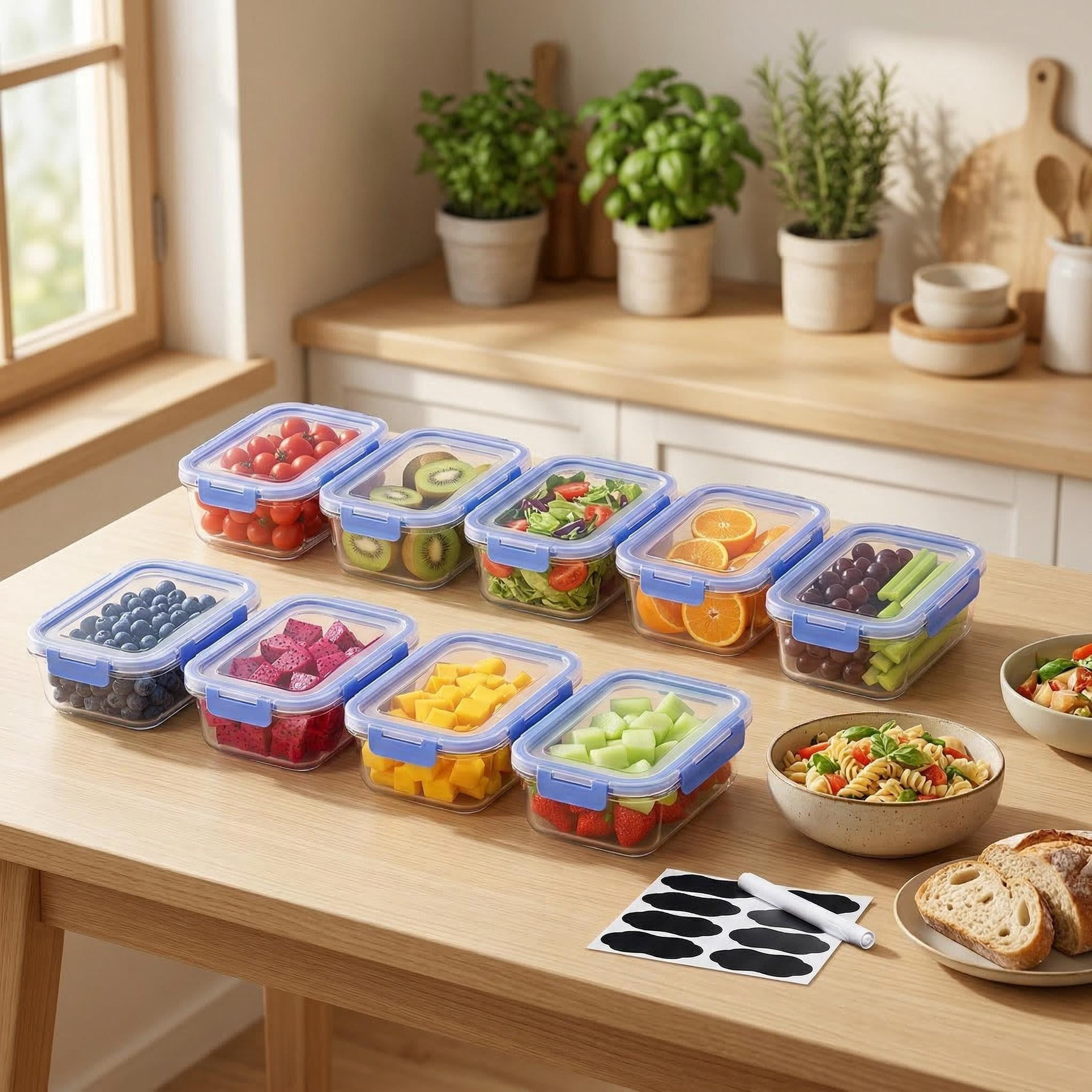 20 Pcs  Glass Meal Prep Containers with Lids, Food Storage Containers with Snap Locking Lids, Airtight Lunch Containers, Microwave, Oven, Freezer and Dishwasher