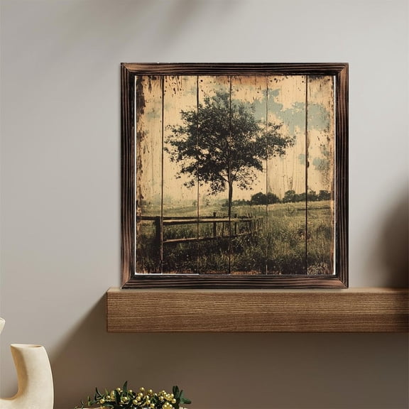 Rustic Tree Field Art Decor Wooden Sign Wall Plaque - Vintage Art Decoration, Wall Decoration - Ideal Gift For Home Decoration, Living Room, Bathroom, Bedroom, Garden, Dining, Bar, Cafe, Festival P