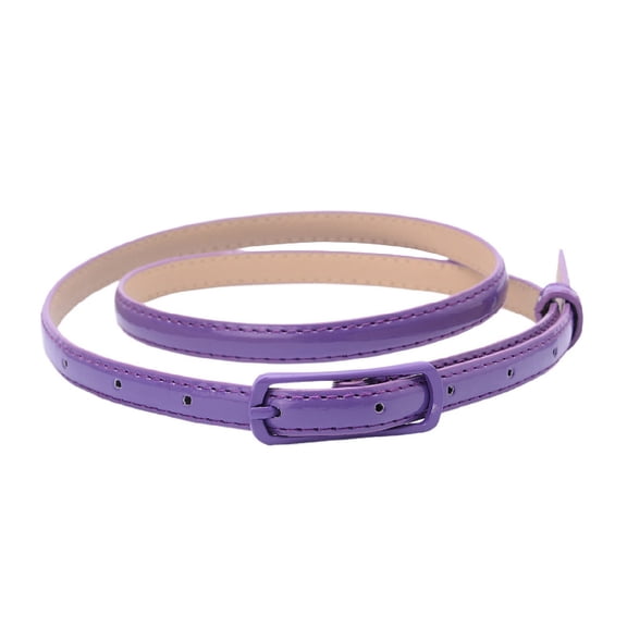 SWSMCLT Women's Thin Skinny Faux Leather Belts Purple X-Small-Large