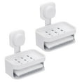 thumbnail image 1 of Uxcell 2Pcs Soporte de Jabón con Ventosa, Soporte de Jabón de Doble Barra Montado en la Pared, Removible y Reutilizable para Ducha, Soporte de Esponja sin Perforación para Baño Cocina, Blanco, 1 of 7