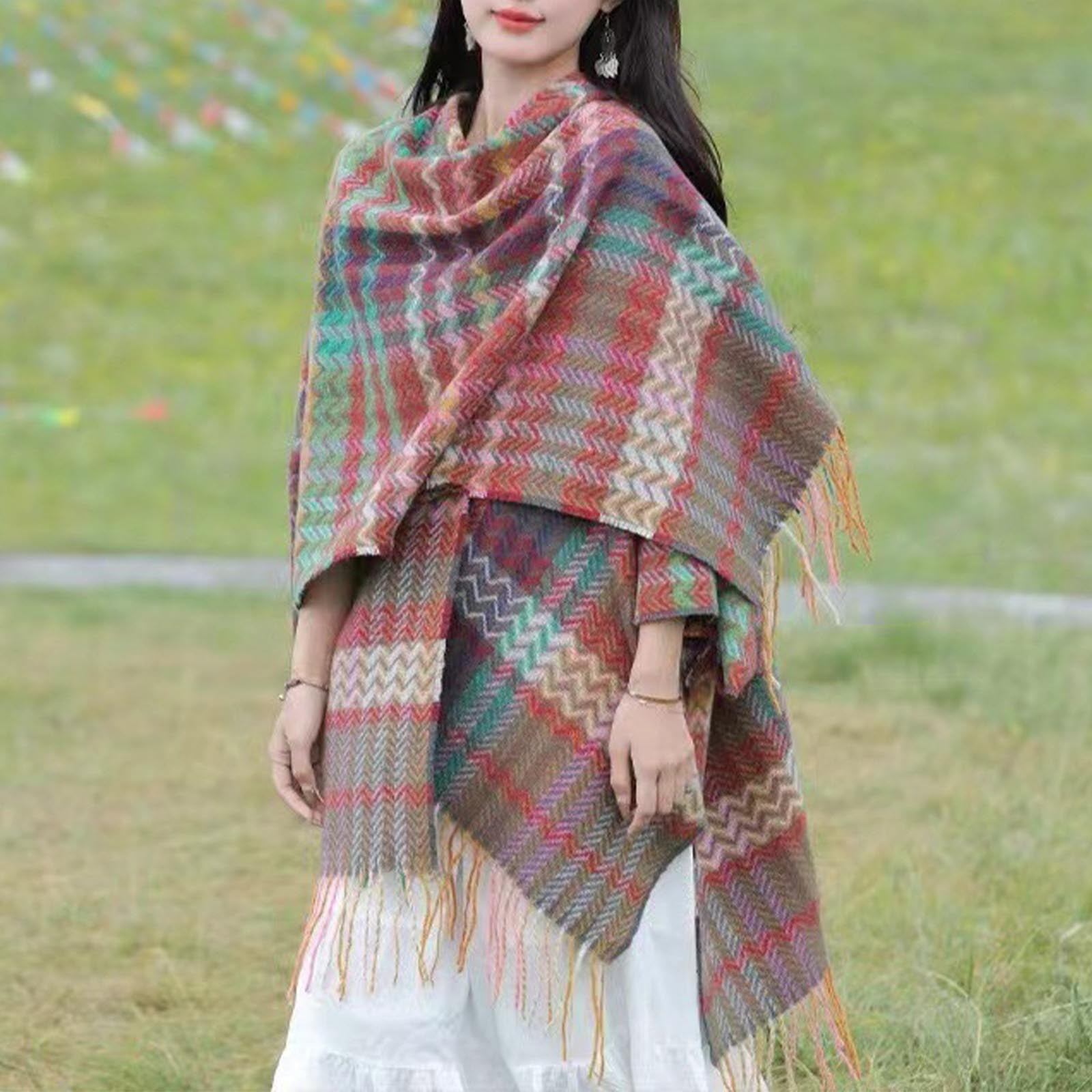 Xfvqtps Sweater Shawl Wraps for Womens Wavy Printing