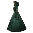 thumbnail image 4 of Medieval Retro Court Dress with Hood - Gothic Square Neck Tie Sleeve Dress for Stage Performance, 4 of 6