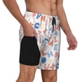 thumbnail image 2 of Logiee Scandinavian Alphabet Print Men's Swim Trunk,Quick Dry Board Shorts ,Men's Swim Trunks with Compression Liner, Bathing Suits with Pockets-X-Large, 2 of 6