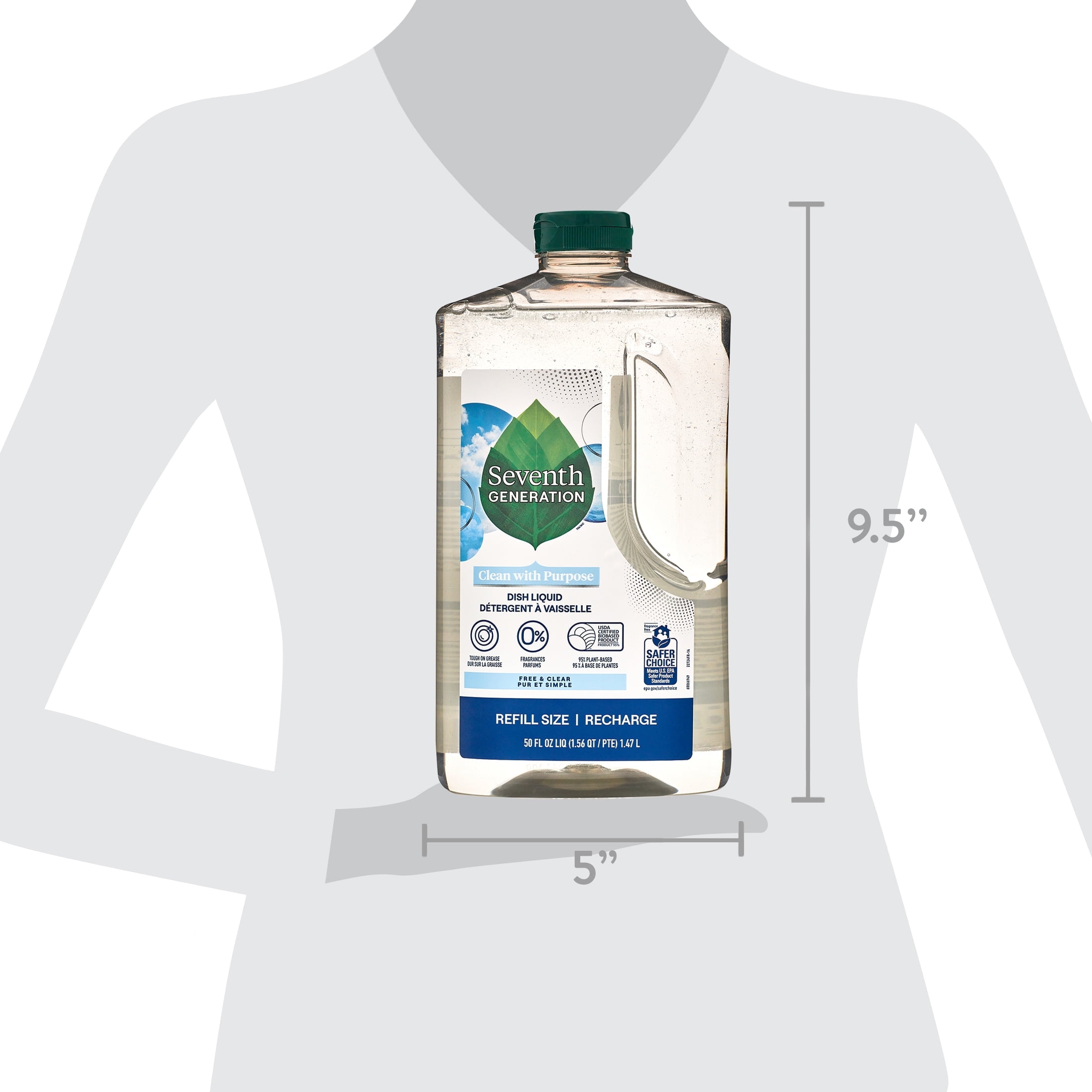 Seventh Generation Dish Soap Liquid, Fresh Free and Clear, 50 fl oz Refill