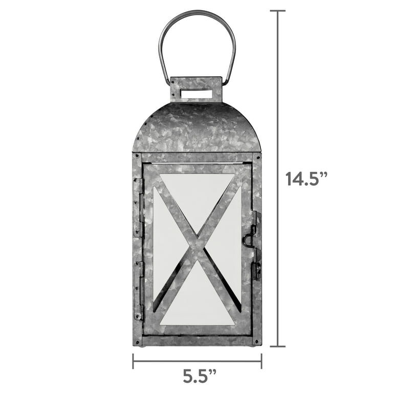 Mainstays Medium Galvanized Metal Candle Holder Lantern