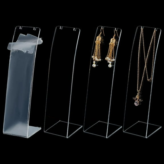 4 pc Acrylic Necklace Display Stands Rectangle Clear 6.1x5.2x20cm