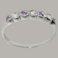 thumbnail image 3 of LBG British Made 14k White Gold Cubic Zirconia & Genuine Natural Amethyst Womens Eternity Ring - 33 size options - Size 5.5, 3 of 9