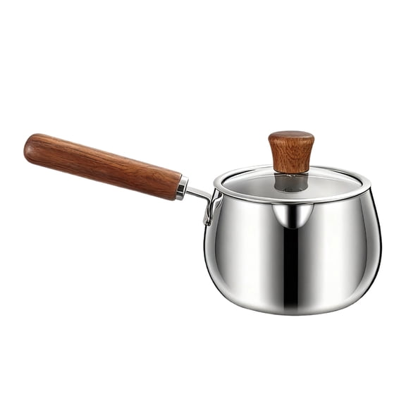 Stainless Steel Cooking Pot Transparent Lid Cookware Small Saucepan for Heating Milk and Making Soups Kitchen Tool