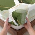 thumbnail image 3 of Full Size Fitted Sheet Set - Sage Green Marble 3 Piece Bedding Sets 16" Deep Pocket Fitted Sheet with 2 Pillowcases Gold White Geometric Hexagon Modern Brushed Microfiber Hotel Luxury Bed Sheets, 3 of 9